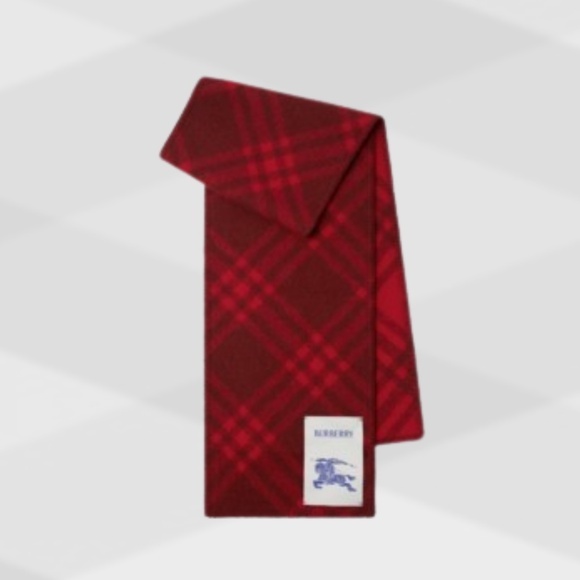 Burberry Accessories - BURBERRY- Equestrian Knight Detail Check Wool Scarf- Ripple